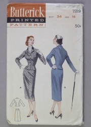 7219 1950s SLIM SKIRT, SCULPTURED JACKET SUIT PATTERN 18 36''